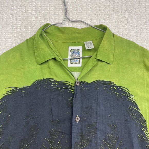 Vintage Ocean Current Hawaiian Shirt Sun set Beach Scene Surf Palm tree Sz M - Picture 2 of 16